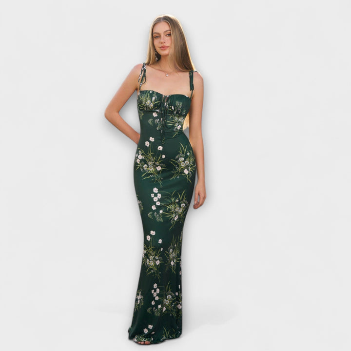 Kathrin - Floral Print Prom Dress mit gebundenen Schulterträgern