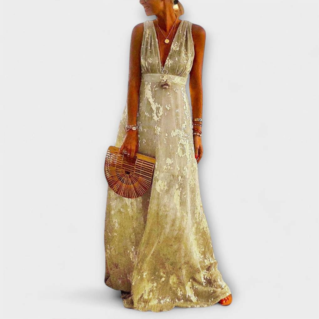 Sybilla - Fließendes Kleid mit V-Ausschnitt und Pailletten-Details