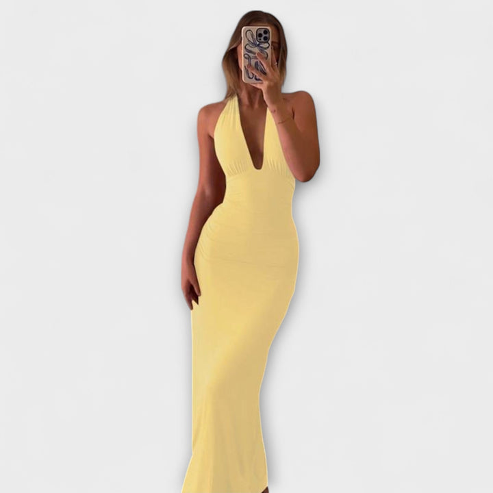 Annelore - Raffiniertes Rückenfreies Halterneck-Gala Kleid