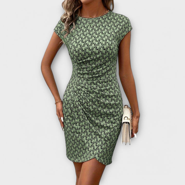 Silke - Kurzärmeliges Tulpenkleid mit Allover-Druck
