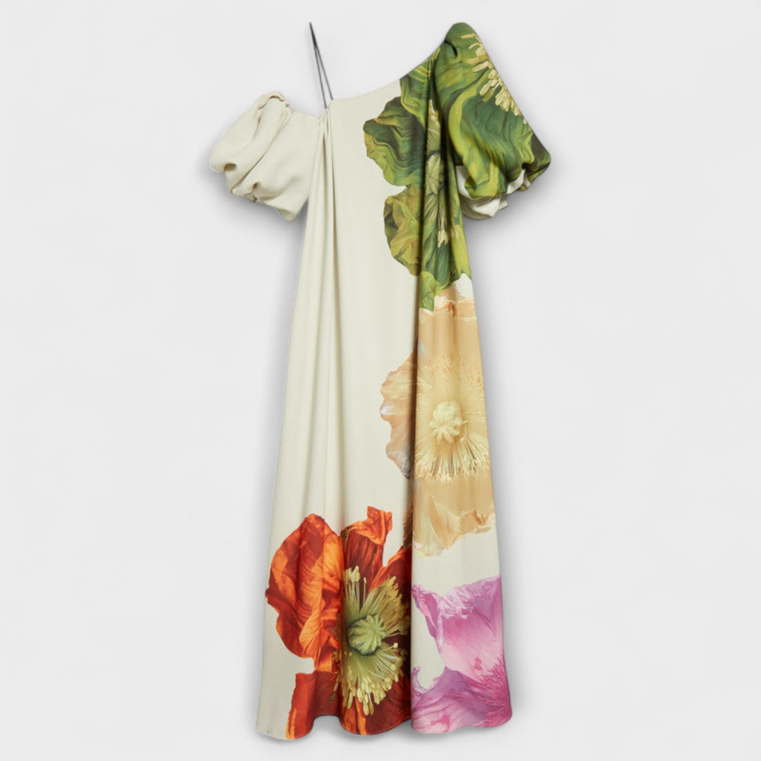 Marie-Luise - Asymmetrisches Floral-Maxikleid