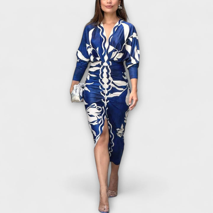 Gertrud - Einzigartiges Dolman-Midikleid mit brasilianischem Print
