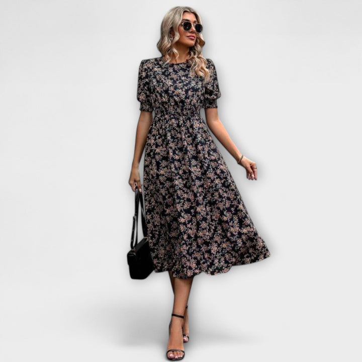 Käthe - Kleid mit Rundhalsausschnitt und Blumenmuster