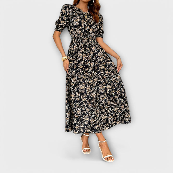 Käthe - Kleid mit Rundhalsausschnitt und Blumenmuster