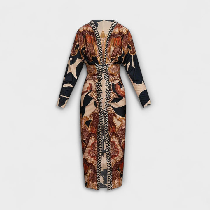 Gertrud - Einzigartiges Dolman-Midikleid mit brasilianischem Print