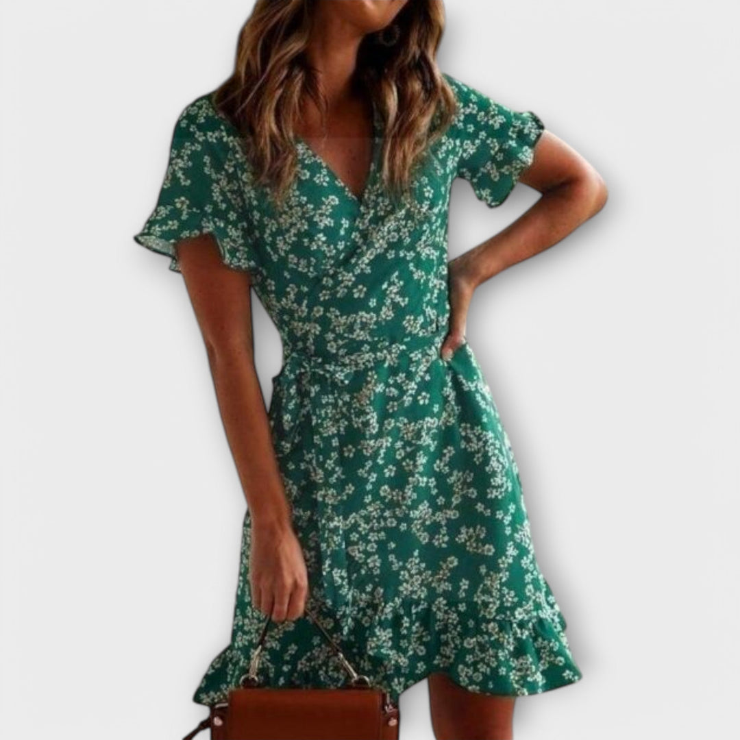 Florentine - Kurzes Boho-Kleid in Grün
