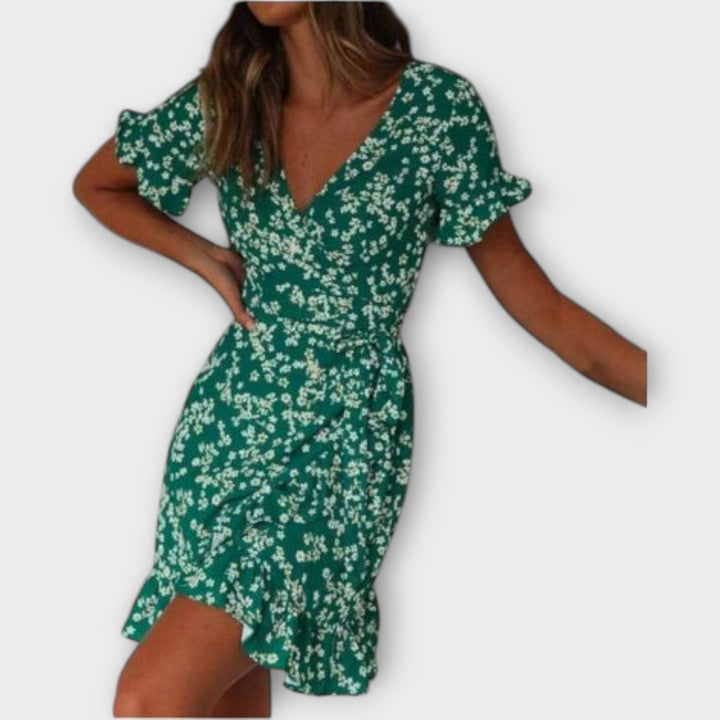 Florentine - Kurzes Boho-Kleid in Grün