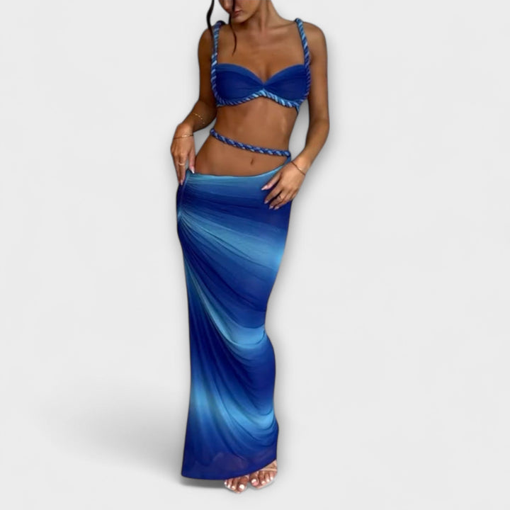 Minka – Stylishes Ombre-Zopfset mit Crop Top & Überrock