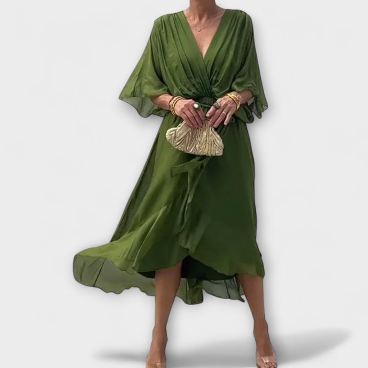 Ines - Chiffonkleid mit V-Ausschnitt