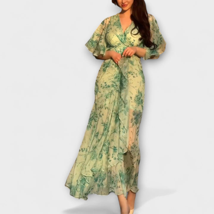 Marlene - Schickes Floral V-Ausschnitt Kleid