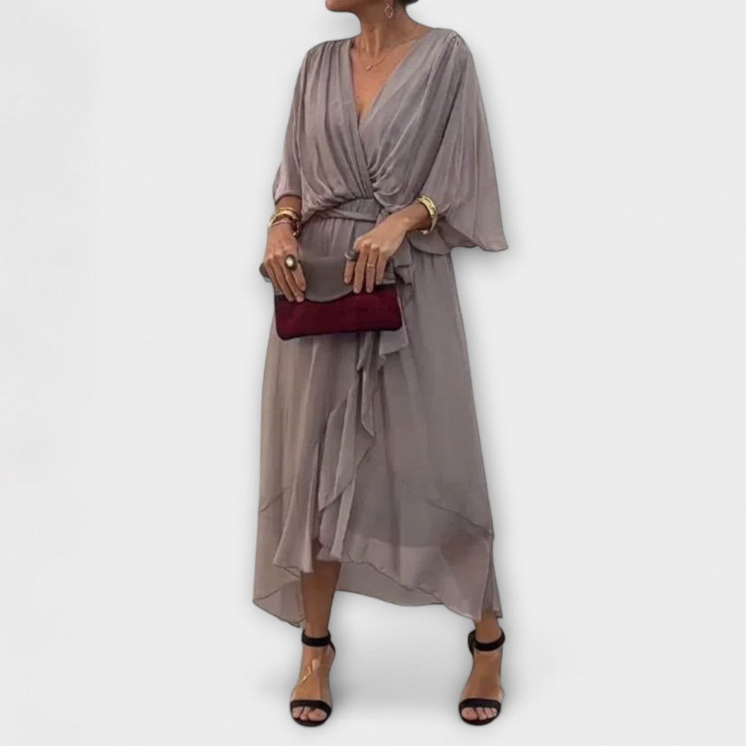 Ines - Chiffonkleid mit V-Ausschnitt