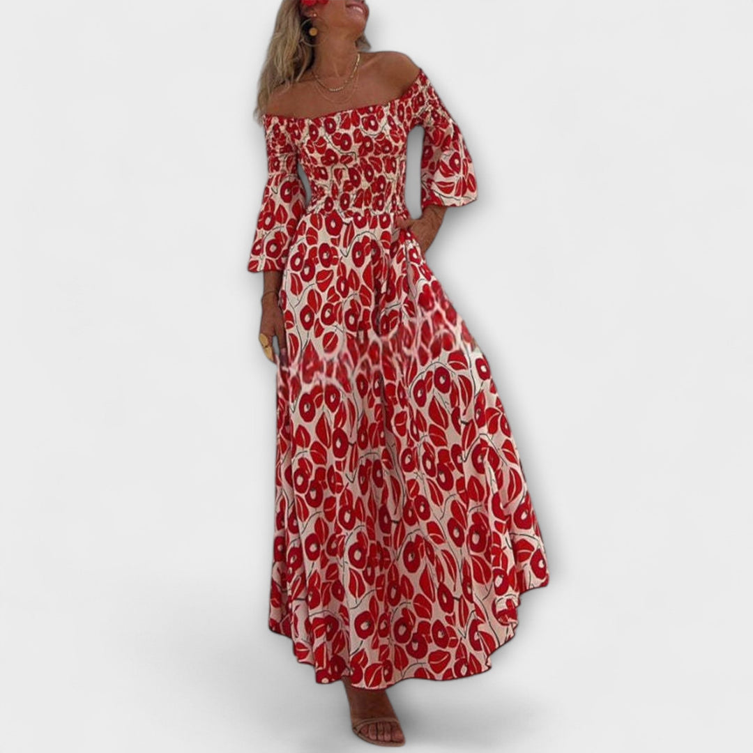 Katharina - Urlaubstaugliches schulterfreies Maxikleid