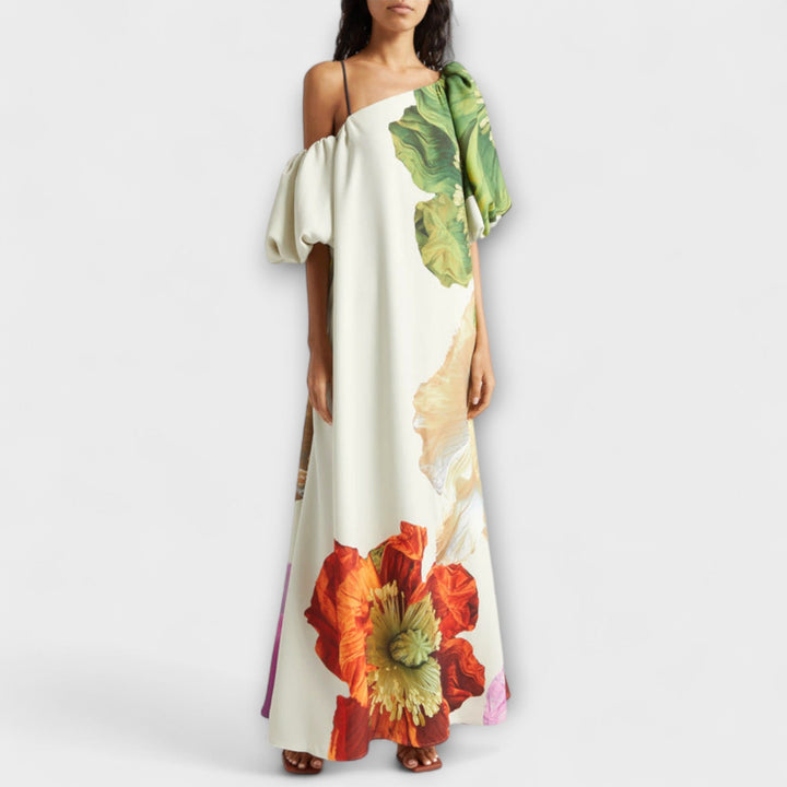 Marie-Luise - Asymmetrisches Floral-Maxikleid