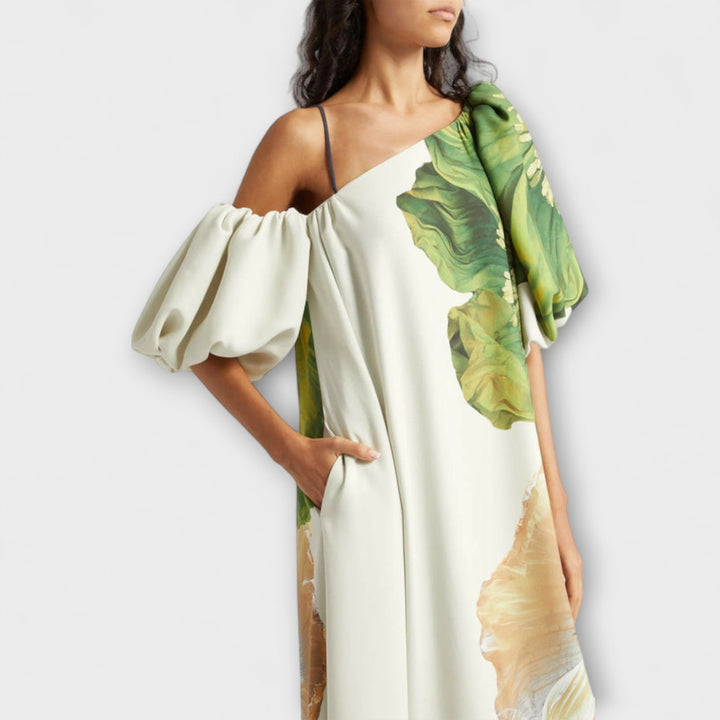 Marie-Luise - Asymmetrisches Floral-Maxikleid