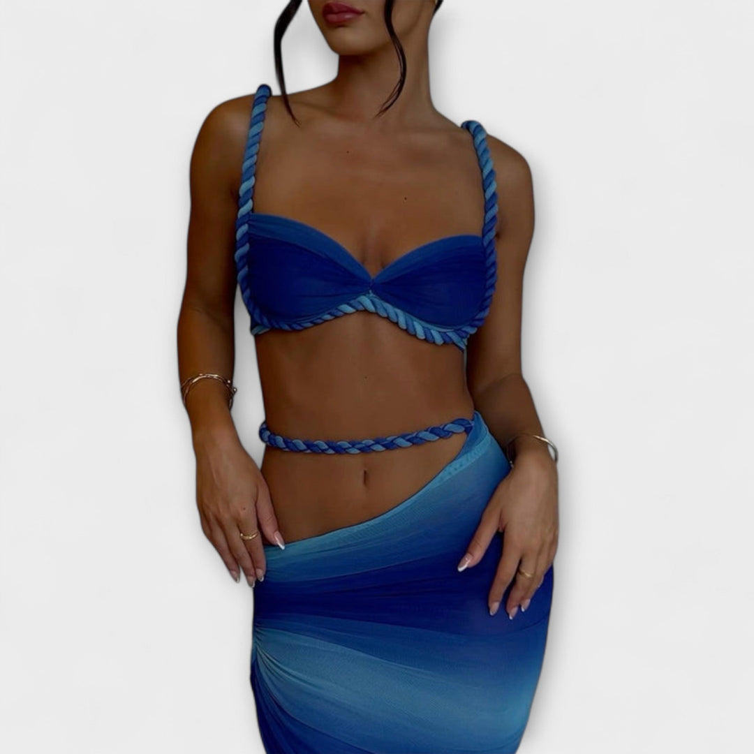 Minka – Stylishes Ombre-Zopfset mit Crop Top & Überrock