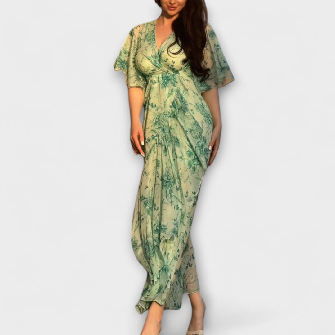 Marlene - Schickes Floral V-Ausschnitt Kleid
