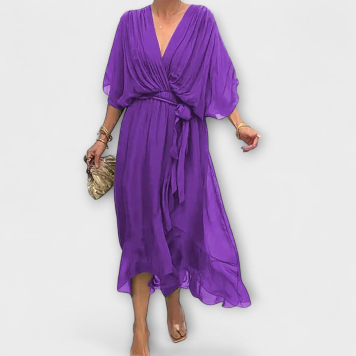 Ines - Chiffonkleid mit V-Ausschnitt