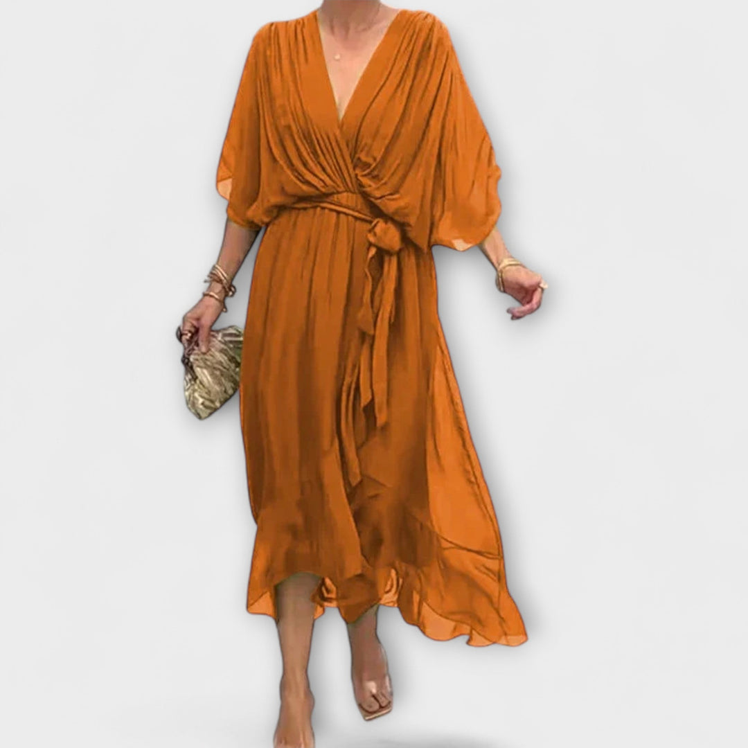 Ines - Chiffonkleid mit V-Ausschnitt