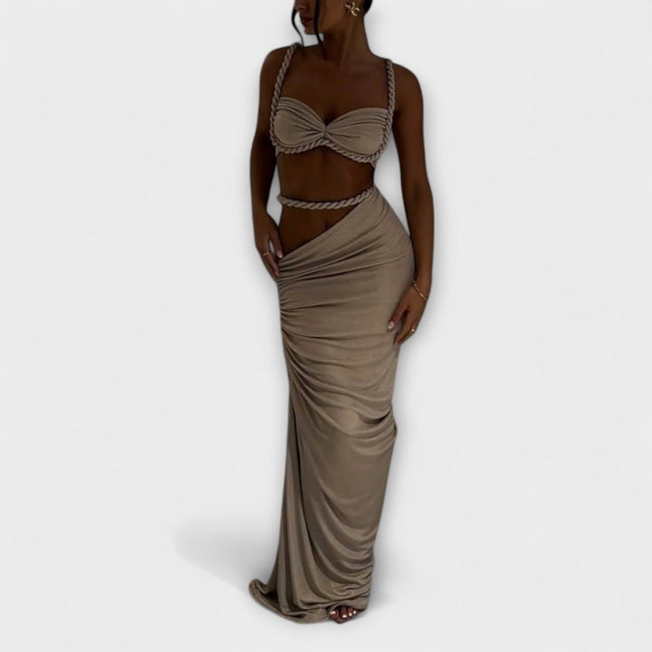 Minka – Stylishes Ombre-Zopfset mit Crop Top & Überrock