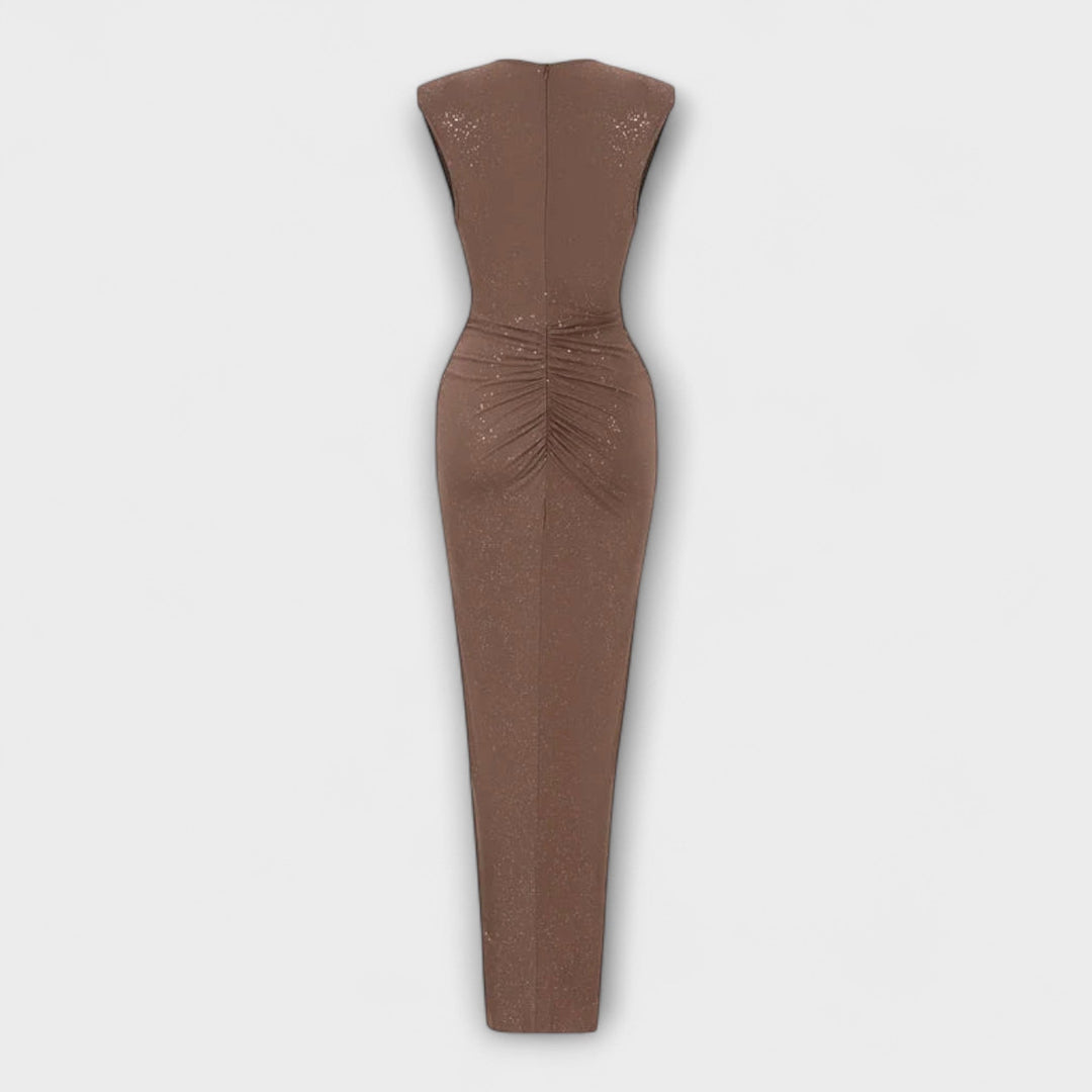 Brigitta - Maxikleid mit tiefem V-Ausschnitt