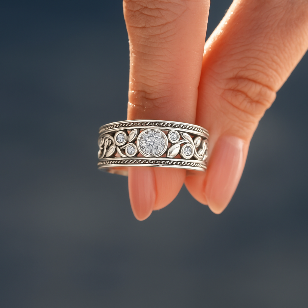 Ilse – Luxuriöser Vintage-Ring in Silberoptik mit Zirkonia-Look