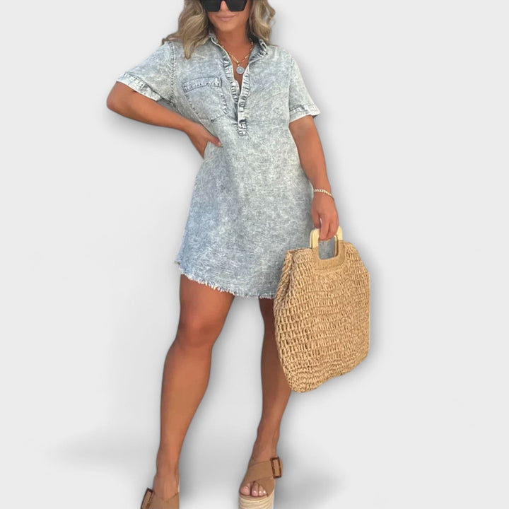Tanja - Lässiges Denim Hemdkleid