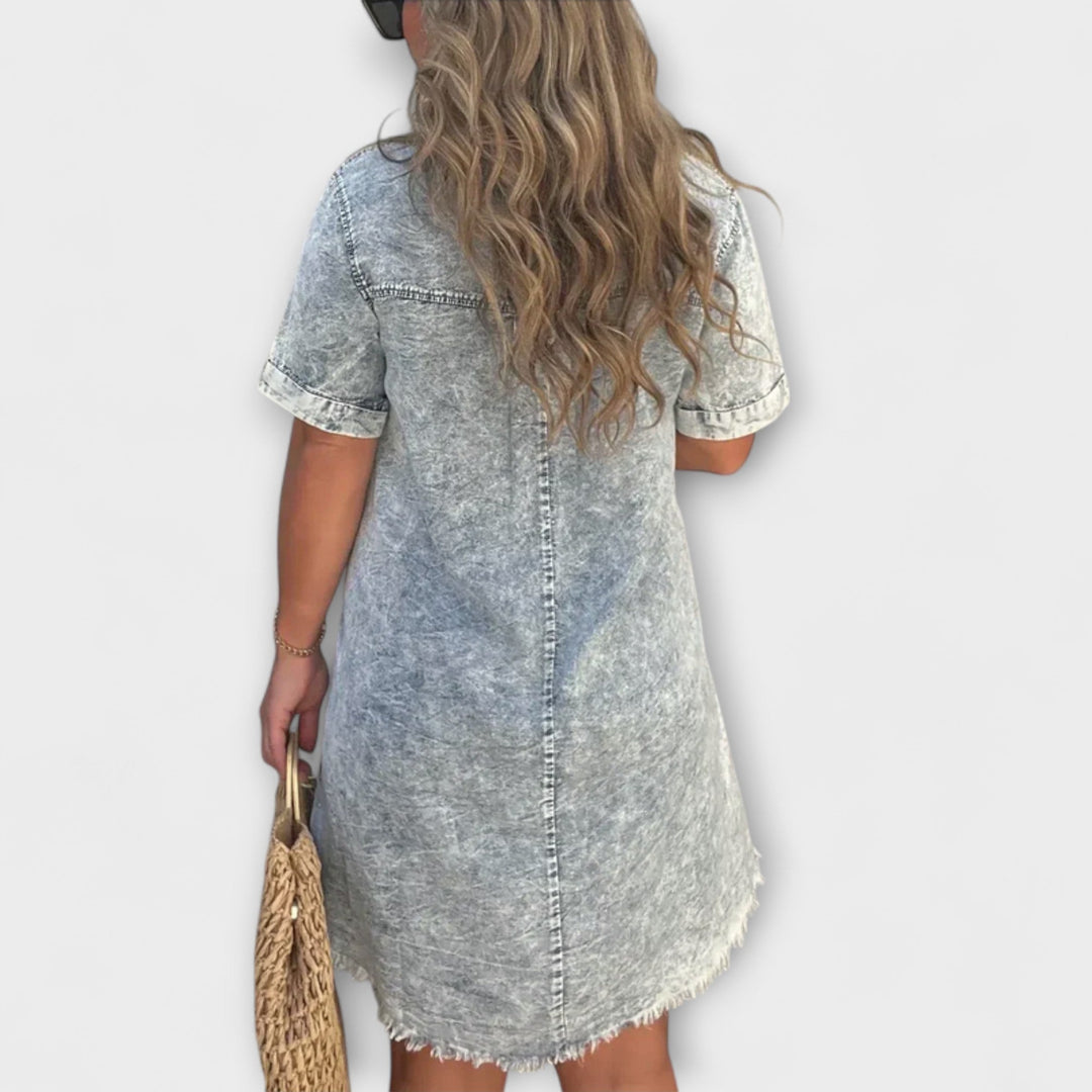 Tanja - Lässiges Denim Hemdkleid