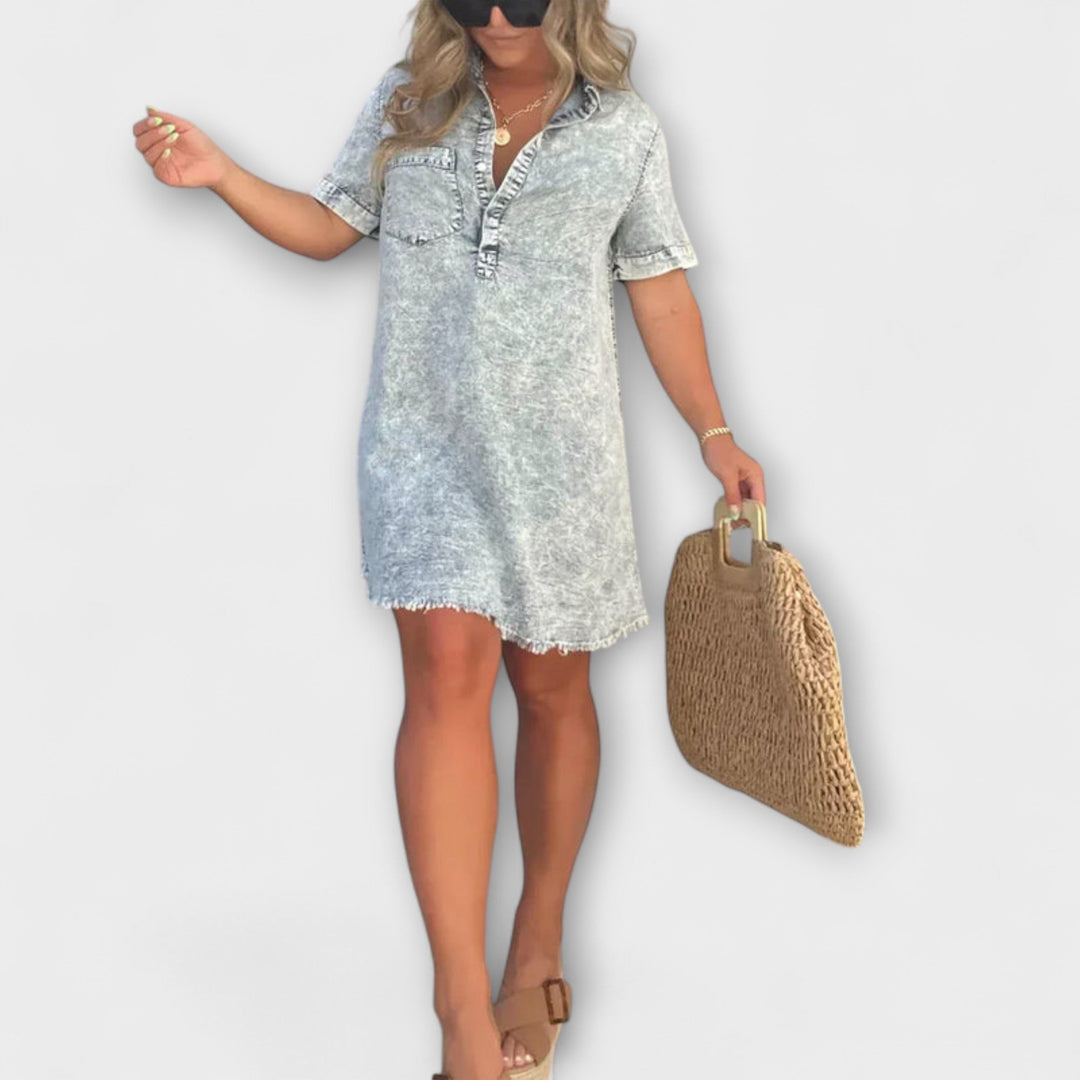Tanja - Lässiges Denim Hemdkleid