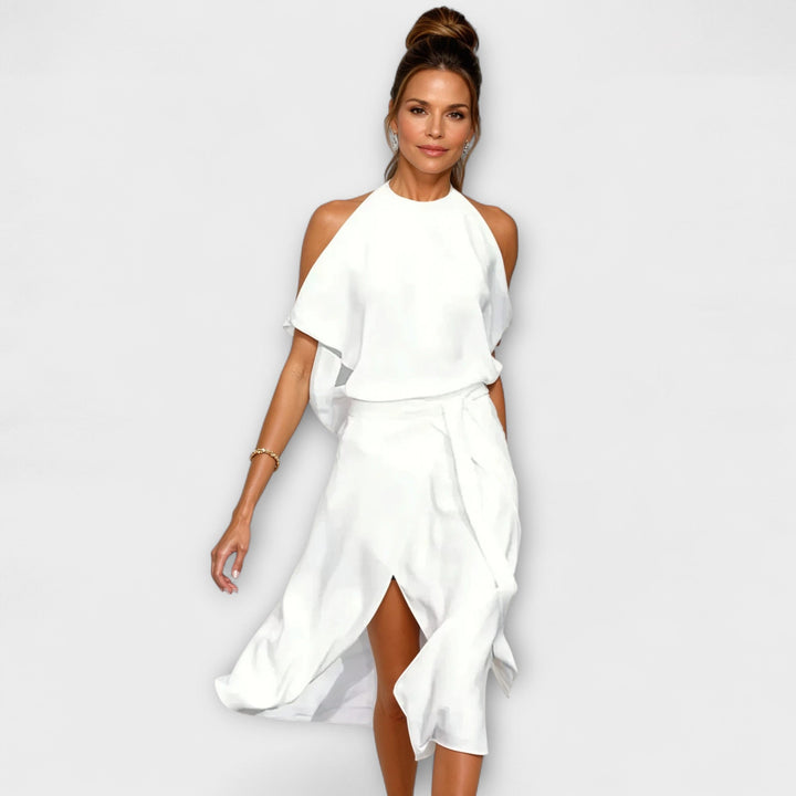 Theresia-Marie - Elegantes Kleid mit modischen Schulterausschnitt