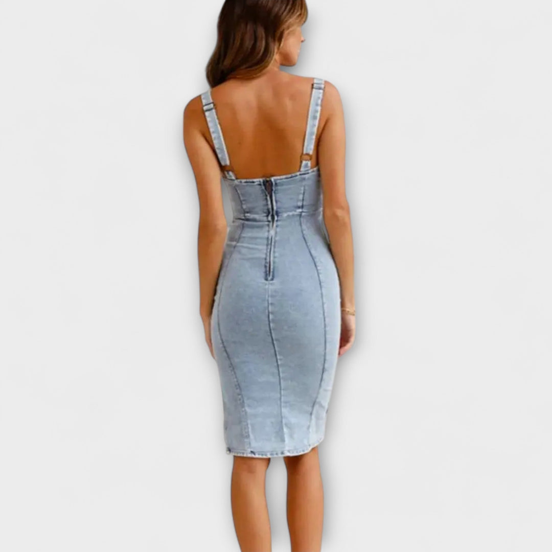 Philomena - Denim-Kleid mit verstellbaren Trägern