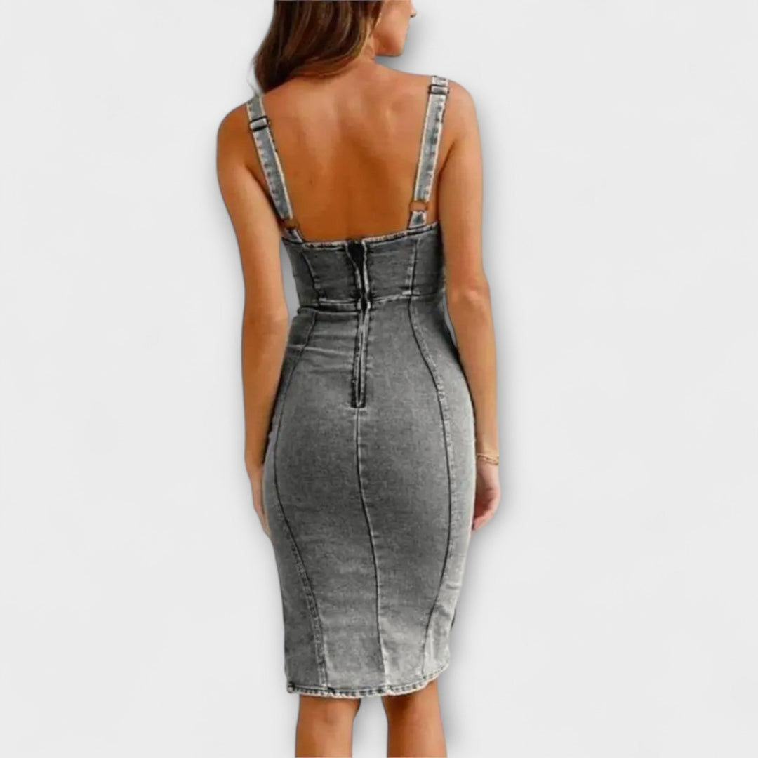 Philomena - Denim-Kleid mit verstellbaren Trägern
