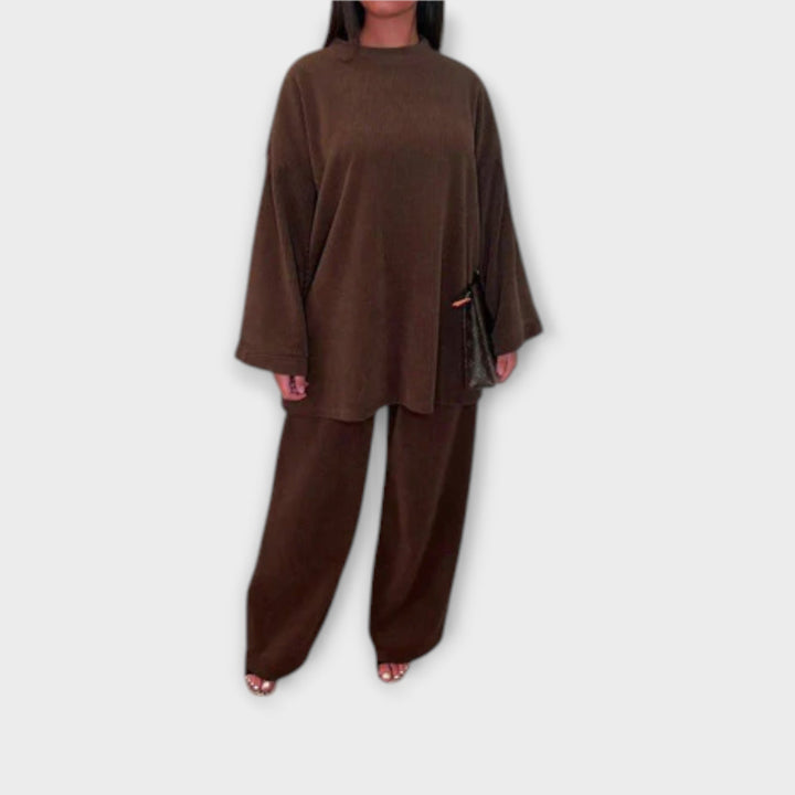 Helene – Zweiteiliges Plus-Size Set Im Gerippten Stil