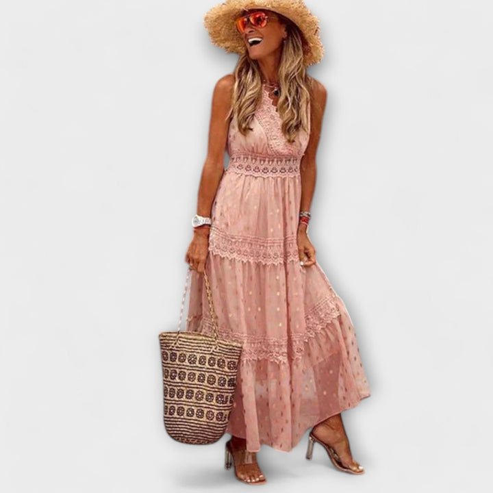 Dietlinde - Maxikleid mit Boho-Spitze