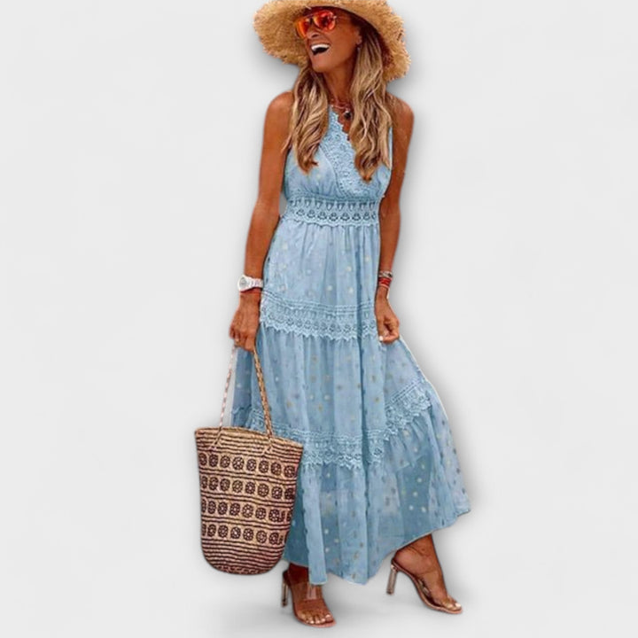 Dietlinde - Maxikleid mit Boho-Spitze