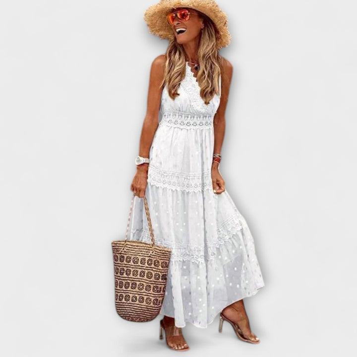 Dietlinde - Maxikleid mit Boho-Spitze