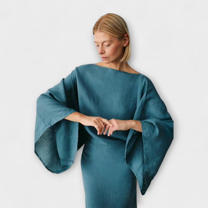 Mila - Kimono Kleid aus Leinen und Baumwolle