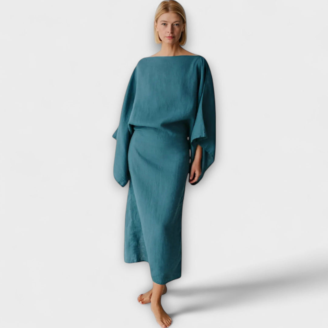 Mila - Kimono Kleid aus Leinen und Baumwolle