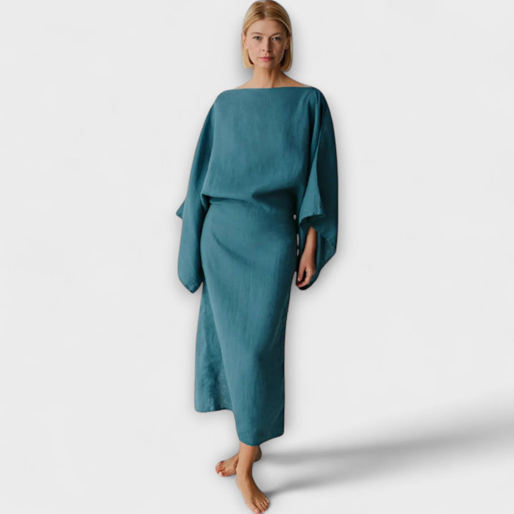 Mila - Kimono Kleid aus Leinen und Baumwolle