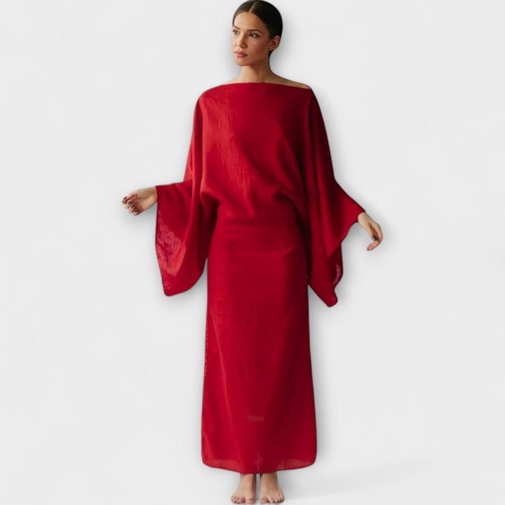 Mila - Kimono Kleid aus Leinen und Baumwolle