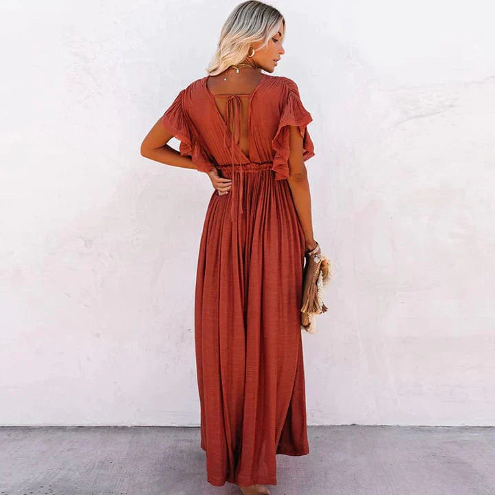 Trotula - Rotes langes Strandkleid