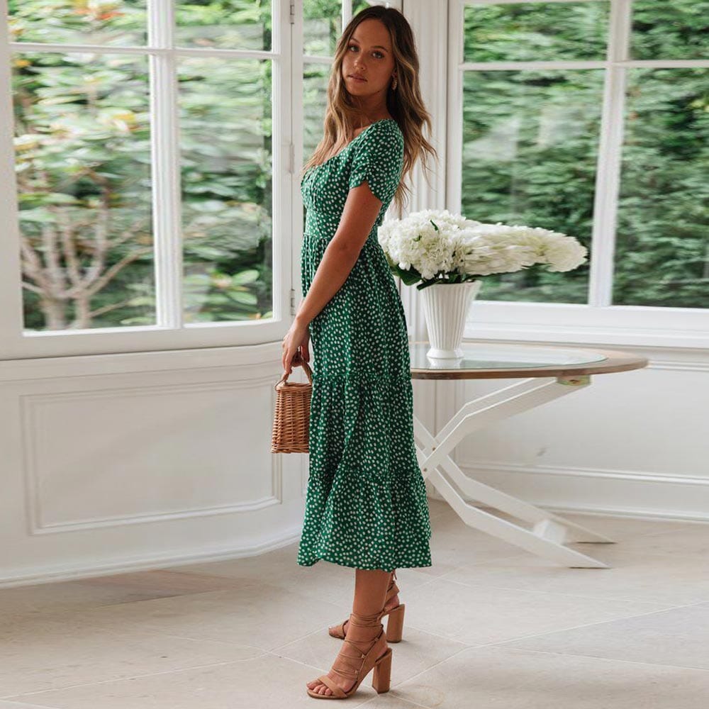 Isentrud - Boho Midikleid mit Puffärmeln