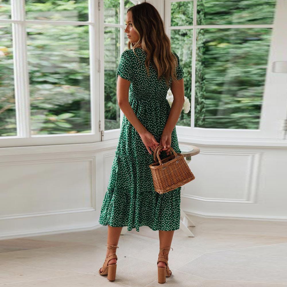 Isentrud - Boho Midikleid mit Puffärmeln